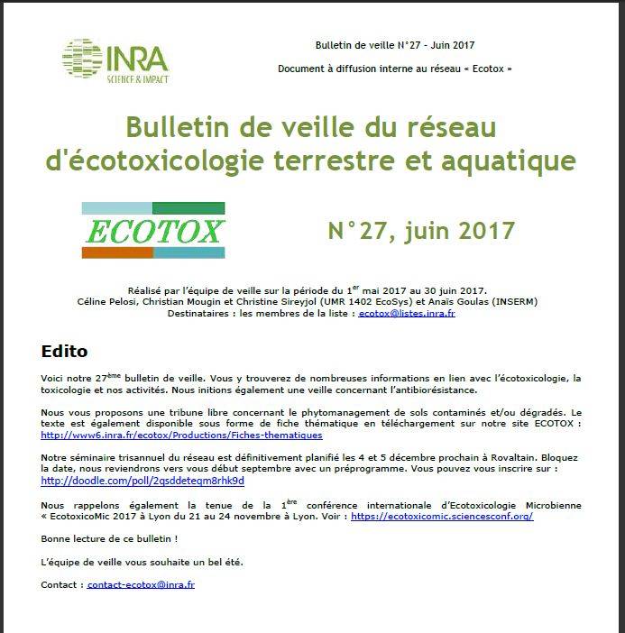 Bulletin 27 : Veille du 01/05/2017 au 30/06/2017 